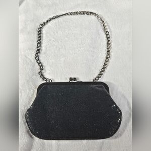 Express Sparkling Black Clutch with Chain